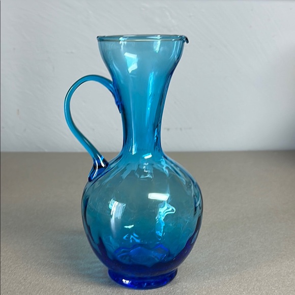 Vintage America Other - Vintage Turquoise Blue Hand Blown Art Glass Decanter/Pitcher